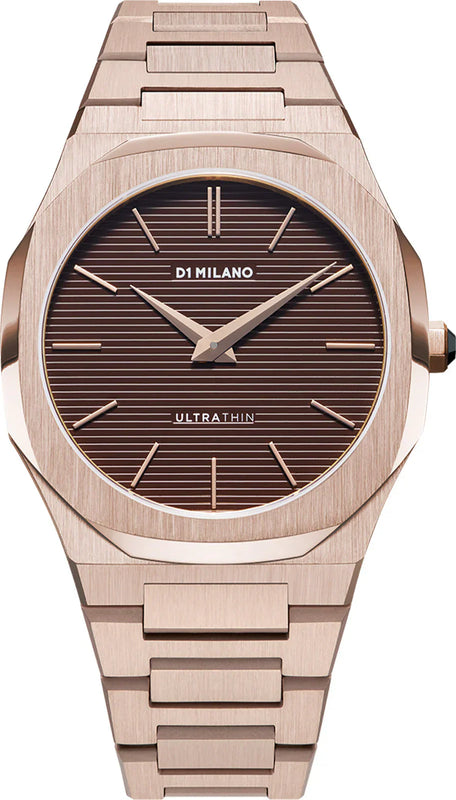 Buy Shop D1 Milano Ultra Thin Brown Dial Gold Steel Strap Watch for Men - D1-UTBJ13 USA Online