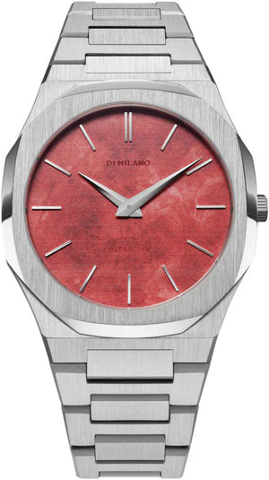 Buy Shop D1 Milano Ultra Thin Red Dial Silver Steel Strap Watch for Men - D1-UTBJ20 USA Online