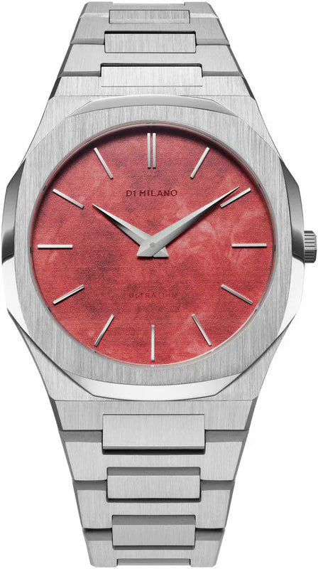 Buy Shop D1 Milano Ultra Thin Red Dial Silver Steel Strap Watch for Men - D1-UTBJ20 USA Online