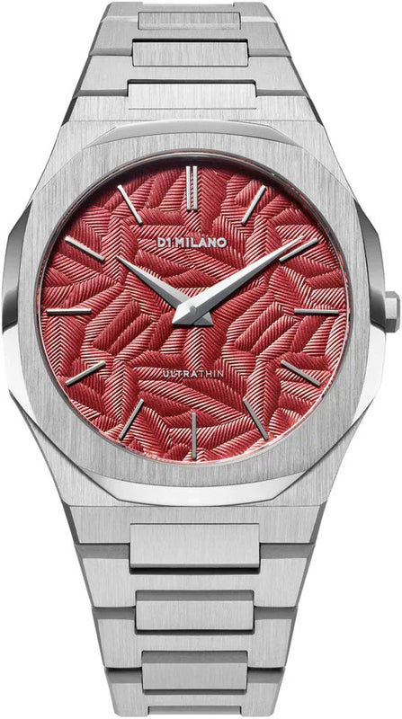 Buy Shop D1 Milano Ultra Thin Barn Red Dial Silver Steel Strap Watch for Men - D1-UTBJ33 USA Online