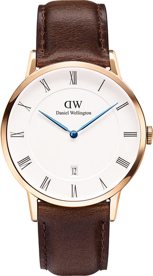Buy Shop Daniel Wellington Dapper Bristol White Dial Brown Leather Strap Watch For Men - DW00100086 USA Online
