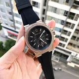 Buy Shop Michael Kors Dylan Chronograph Black Dial Black Rubber Strap Watch For Women - MK8557 USA Online
