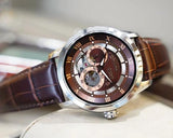 Bulova Classic Skeleton Automatic Brown Dial Brown Leather Strap Watch for Men - 96A120