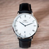 Buy Shop Daniel Wellington Dapper Sheffield White Dial Black Leather Strap Watch For Men - DW00100088 USA Online