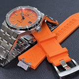 Maurice Lacroix Aikon Automatic Date Orange Dial Silver Steel Strap Watch For Men - AI6008-SS00F-530-E