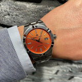 Maurice Lacroix Aikon Automatic Date Orange Dial Silver Steel Strap Watch For Men - AI6008-SS00F-530-E