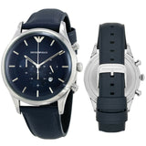 Buy Shop Emporio Armani Lambda Chronograph Blue Dial Blue Leather Strap Watch For Men - AR11018 USA Online