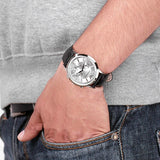 Buy Shop Emporio Armani Classic Chronograph Silver Dial Black Leather Strap Watch For Men - AR2432 USA Online