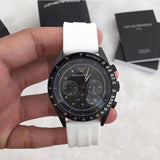 Buy Shop Emporio Armani Sportivo Chronograph Black Dial White Rubber Strap Watch For Men - AR6112 USA Online