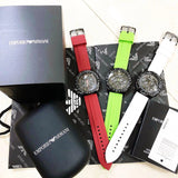 Buy Shop Emporio Armani Sportivo Chronograph Black Dial White Rubber Strap Watch For Men - AR6112 USA Online