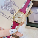 Buy Shop Burberry The City White Dial Haymarket Pink Leather Strap Watch for Women - BU9149 USA Online