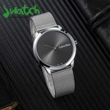 Buy Shop Calvin Klein Minimal Grey Dial Silver Mesh Bracelet Watch for Women - K3M221Y3 USA Online