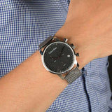 Calvin Klein City Chronograph Black Dial Silver Mesh Bracelet Watch for Men - K2G27121