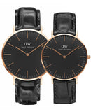 Buy Shop Daniel Wellington Classic Reading Black Dial Black Leather Strap Watch For Men - DW00100129 USA Online