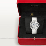 Buy Shop Cartier Ballon Bleu de Cartier Silver Dial White Leather Strap Watch for Women - W6920087 USA Online