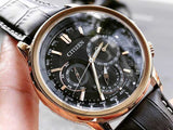 Citizen Eco Drive Calendrier Black Dial Brown Leather StrapWatch For Men - BU2023-12E