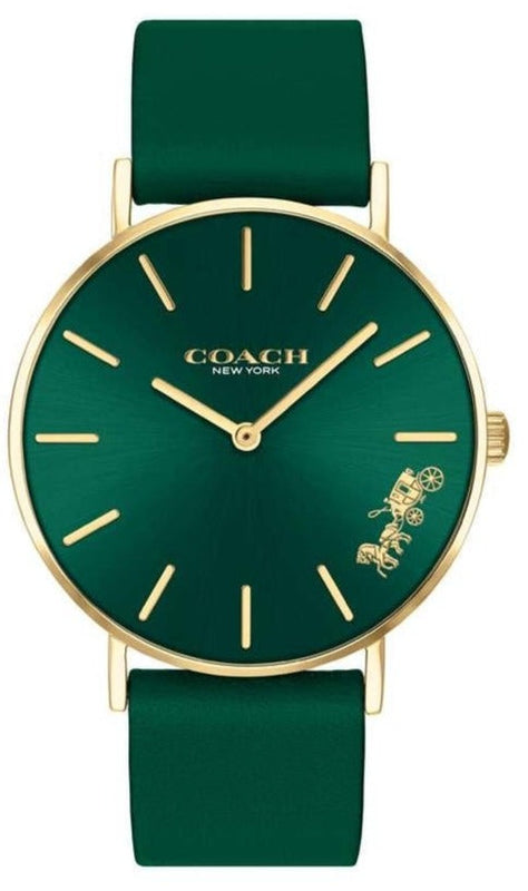 Buy Shop Coach Perry Green Dial Green Leather Strap Watch for Women - 14503383-C USA Online