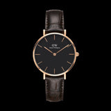 Buy Shop Daniel Wellington Classic Petite York Black Dial Brown Leather Strap Watch For Women - DW00100170 USA Online
