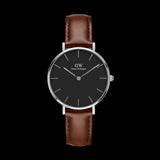Buy Shop Daniel Wellington Classic Petite St Mawes Black Dial Brown Leather Strap Watch For Women - DW00100181 USA Online