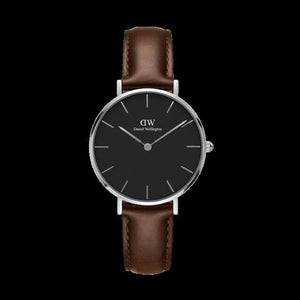Buy Shop Daniel Wellington Classic Petite Bristol Black Dial Brown Leather Strap Watch For Women - DW00100177 USA Online