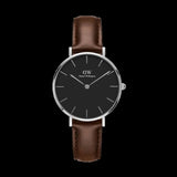 Buy Shop Daniel Wellington Classic Petite Bristol Black Dial Brown Leather Strap Watch For Women - DW00100177 USA Online