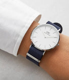 Buy Shop Daniel Wellington Classic Bayswater White Dial Blue NATO Strap Watch For Men - DW00100276 USA Online