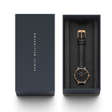 Buy Shop Daniel Wellington Petite Sheffield Black Dial Black Leather Strap Watch For Women - DW00100168 USA Online