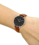 Buy Shop Daniel Wellington Classic Petite St Mawes Black Dial Brown Leather Strap Watch For Women - DW00100181 USA Online