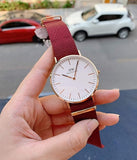 Buy Shop Daniel Wellington Classic Roselyn White Dial Maroon Nylon Strap Watch For Women - DW00100267 USA Online