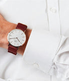 Buy Shop Daniel Wellington Classic Roselyn White Dial Maroon Nylon Strap Watch For Women - DW00100267 USA Online