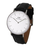 Buy Shop Daniel Wellington Classic Sheffield White Dial Black Leather Strap Watch For Women - DW00100053 USA Online