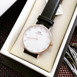 Buy Shop Daniel Wellington Classic Sheffield White Dial Black Leather Strap Watch For Women - DW00100076 USA Online