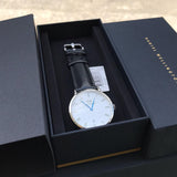 Buy Shop Daniel Wellington Dapper Sheffield White Dial Black Leather Strap Watch For Men - DW00100088 USA Online