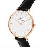 Buy Shop Daniel Wellington Classic Petite Sheffield White Dial Black Leather Strap Watch For Women - DW00100230 USA Online