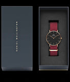 Buy Shop Daniel Wellington Classic Roselyn Black Dial Maroon Nylon Strap Watch For Women - DW00100273 USA Online