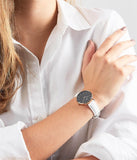 Buy Shop Daniel Wellington Classic Petite Bondi Black Dial White Leather Strap Watch For Women - DW00100283 USA Online