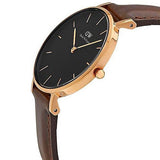 Buy Shop Daniel Wellington Classic Petite Bristol Black Dial Brown Leather Strap Watch For Women - DW00100165 USA Online