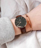 Buy Shop Daniel Wellington Classic Petite Bristol Black Dial Brown Leather Strap Watch For Women - DW00100165 USA Online