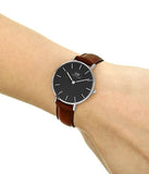 Buy Shop Daniel Wellington Classic Petite Bristol Black Dial Brown Leather Strap Watch For Women - DW00100177 USA Online