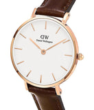 Buy Shop Daniel Wellington Classic Petite Bristol White Dial Brown Leather Strap Watch For Women - DW00100227 USA Online