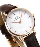 Buy Shop Daniel Wellington Classic Petite Bristol White Dial Brown Leather Strap Watch For Women - DW00100227 USA Online
