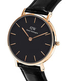 Buy Shop Daniel Wellington Classic Petite York Black Dial Brown Leather Strap Watch For Women - DW00100226 USA Online