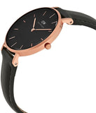 Buy Shop Daniel Wellington Classic Petite Sheffield Black Dial Black Leather Strap Watch For Women - DW00100224 USA Online