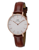 Buy Shop Daniel Wellington Classic Petite York White Dial Brown Leather Strap Watch For Women - DW00100176 USA Online