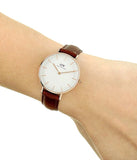 Buy Shop Daniel Wellington Petite St Mawes White Dial Brown Leather Strap Watch For Women - DW00100175 USA Online