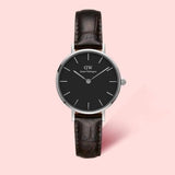 Buy Shop Daniel Wellington Classic Petite York Black Dial Brown Leather Strap Watch For Women - DW00100238 USA Online
