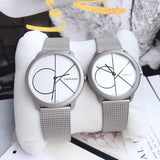 Buy Shop Calvin Klein Minimal White Dial Silver Mesh Bracelet Watch for Men - K3M5115X USA Online