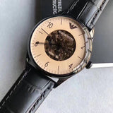 Buy Shop Emporio Armani Meccanico White Dial Black Leather Strap Watch For Men - AR1923 USA Online