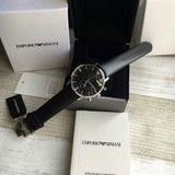 Buy Shop Emporio Armani Gianni Chronograph Black Dial Black Leather Strap Watch For Men - AR0397 USA Online