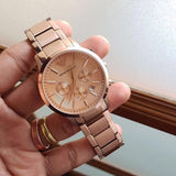 Buy Shop Emporio Armani Classic Rose Gold Chronograph Steel Strap Watch For Men - AR2452 USA Online